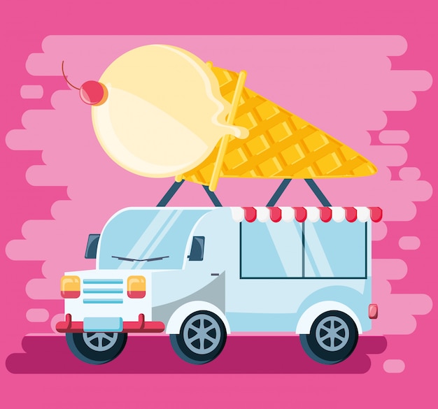 Vector ice cream shop van