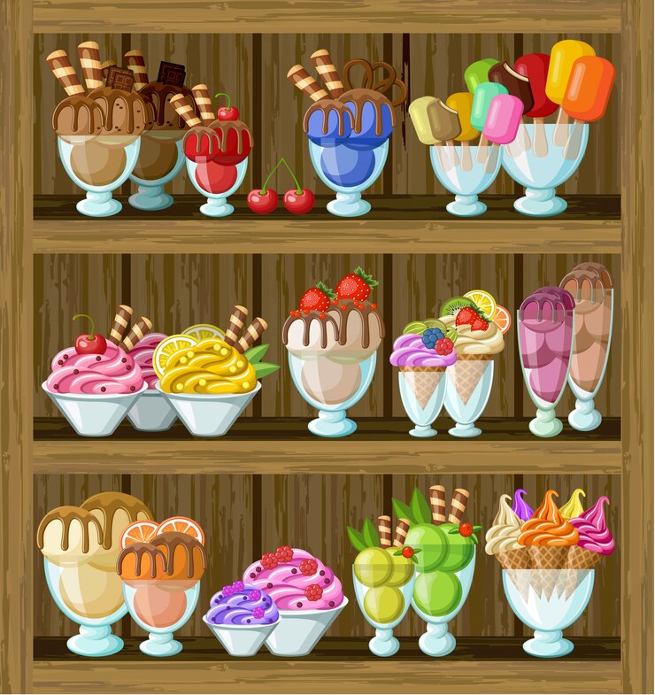 Vector ice cream shop.