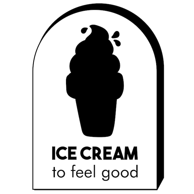 ベクトル アイスクリームシルエットのロゴ