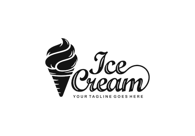 Ice cream simple flat logo design vector illustration