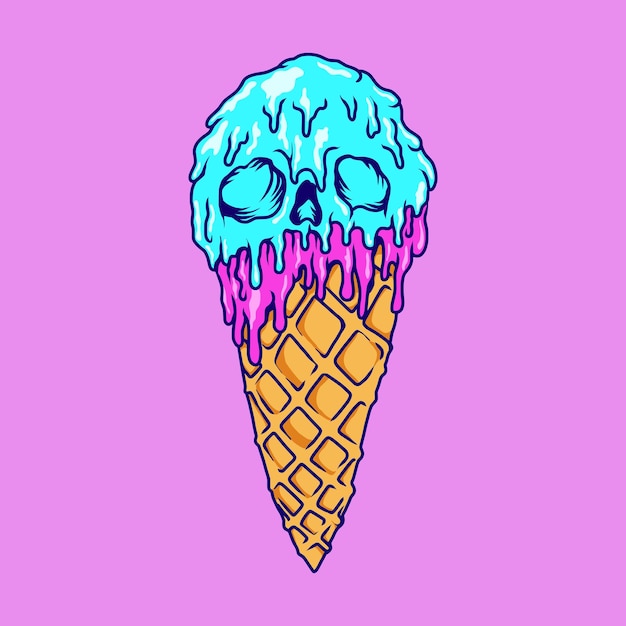 Ice cream skull zombie illustration