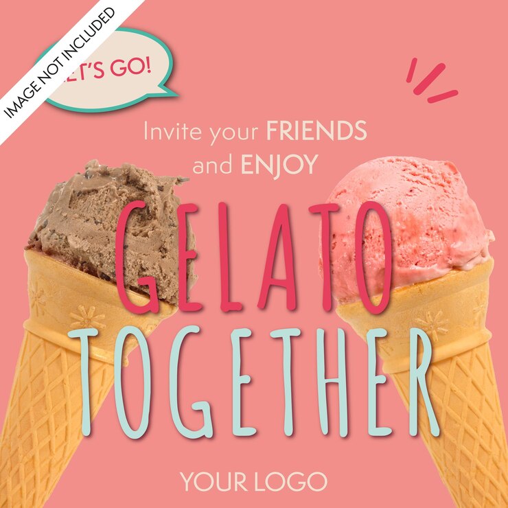 Vector ice cream social media pink