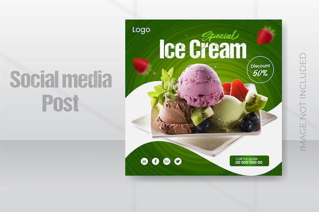 Ice Cream Social Media Post Banner Template