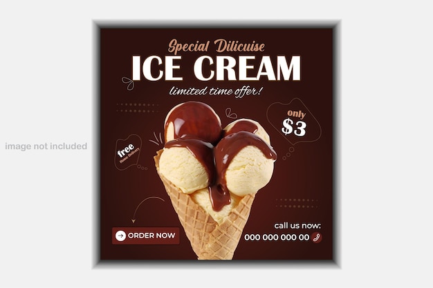 Vector ice cream social media post design template