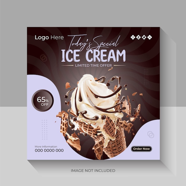 ice cream social media post design template