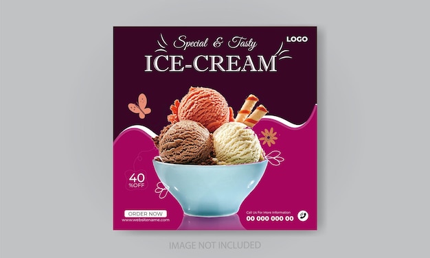 Ice cream social media post design template