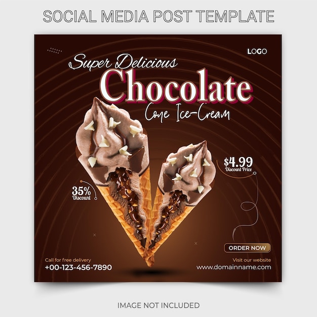 Vettore promozione dei social media del gelato e modello di post design di instagram