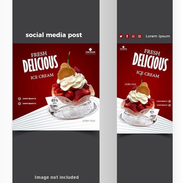 Ice cream social media promotion and  new banner post template