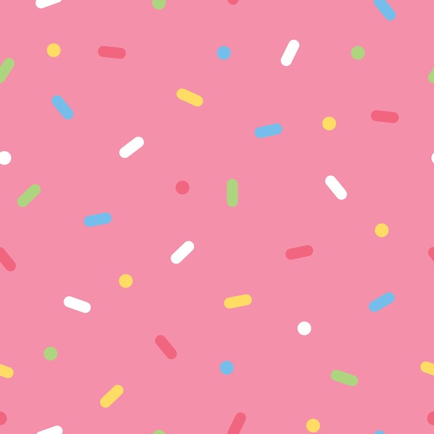 Ice cream sprinkles seamless pattern on pink background Flat vector illustration