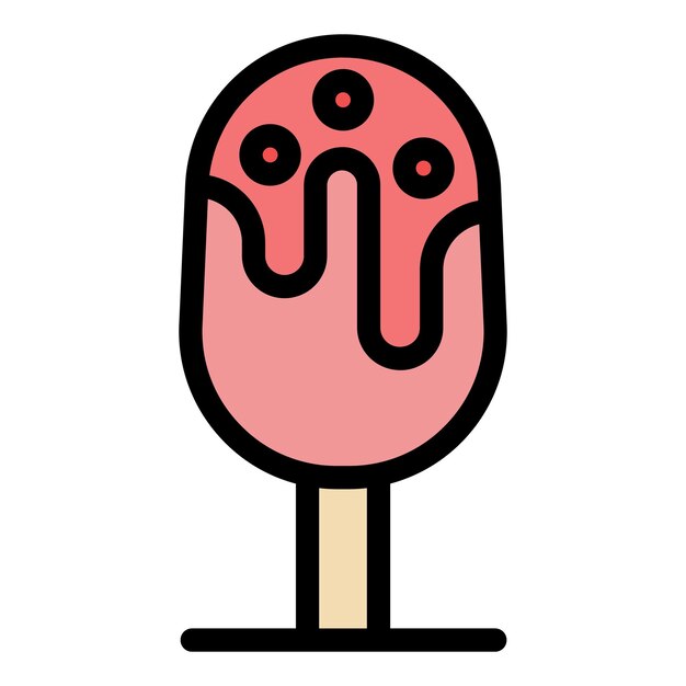 Vector ice cream stick icon outline vector cake candy sweet cookie color flat