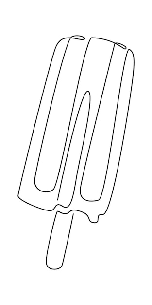 Мороженое на палочке в линейном искусстве