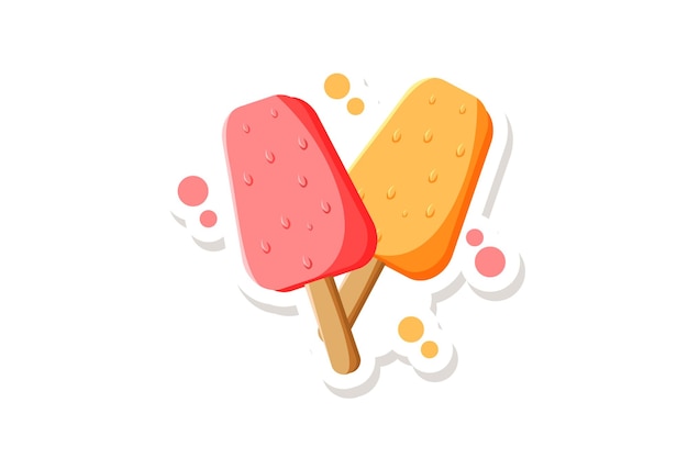 ice cream stick sticker vector illustration