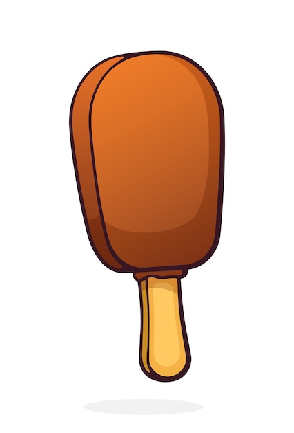 Vector ice cream on stick with chocolate glaze vector illustration hand drawn cartoon illustration with outline design element isolated on white background