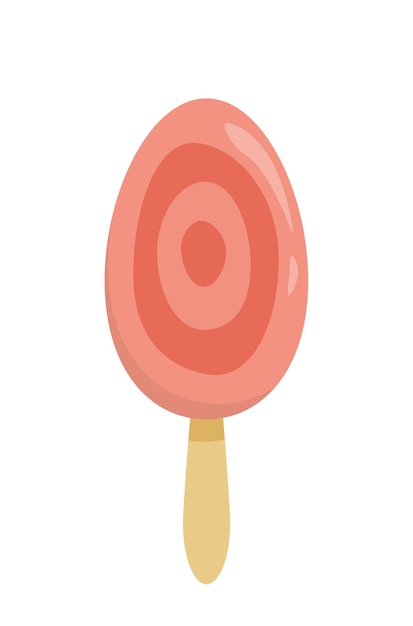 Мороженое Клубничная палочка Плоский мультяшный вектор