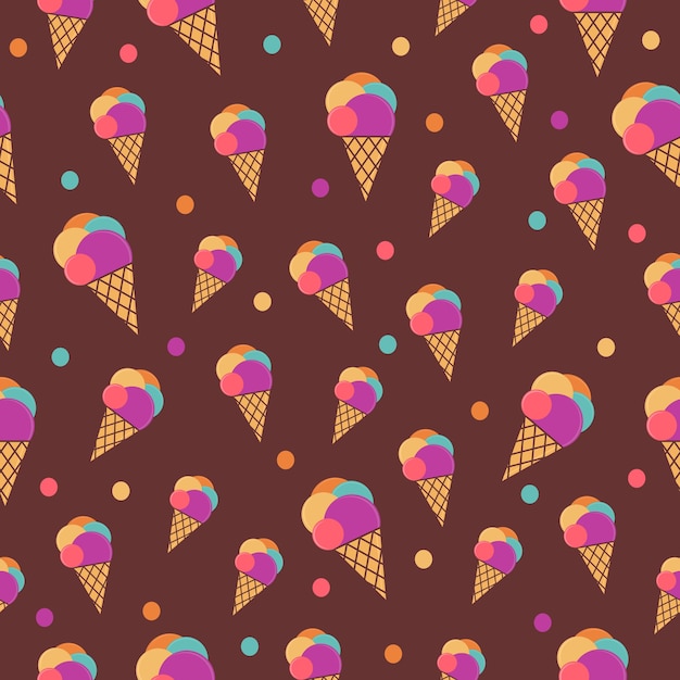 Vector ice cream summer collection seamless pattern