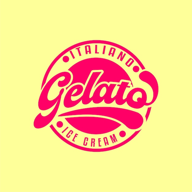 ice cream sundae Een roze logo voor gelato-ijs met de woorden gelato erop