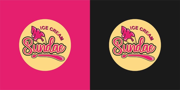 ice cream sundae logo A pink and black logo for sundaes with the words sundae on the front