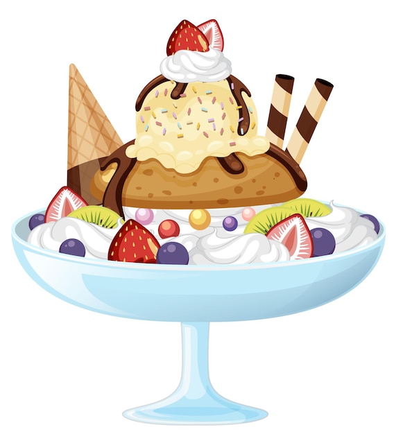 Ice cream sundae with fruit toppings