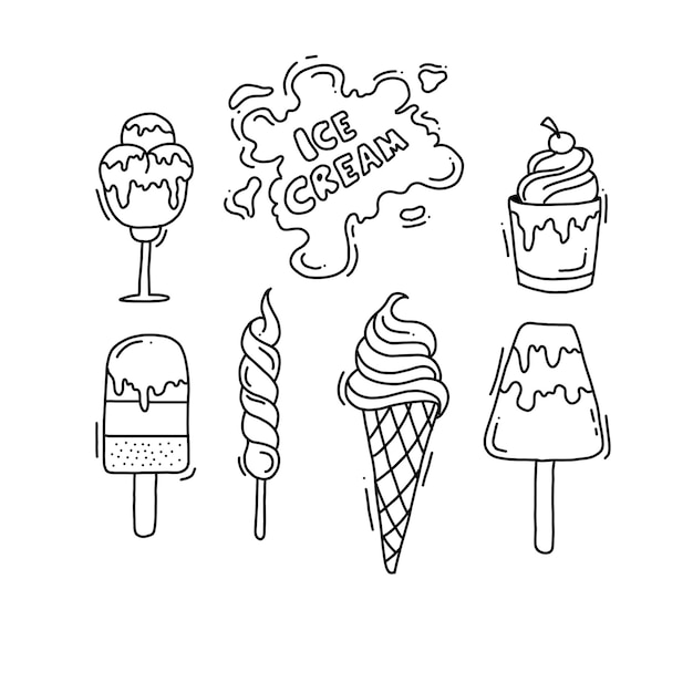 Ice cream sweet handrawn vector illustrations