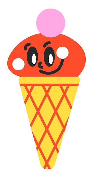Personaggio dei cartoni animati dell'autoadesivo del dessert gustoso gelato
