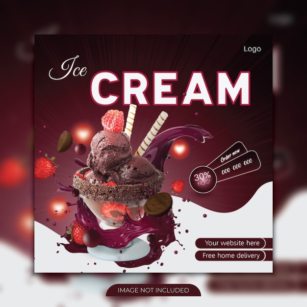 Ice cream template social media Instagram post banner design