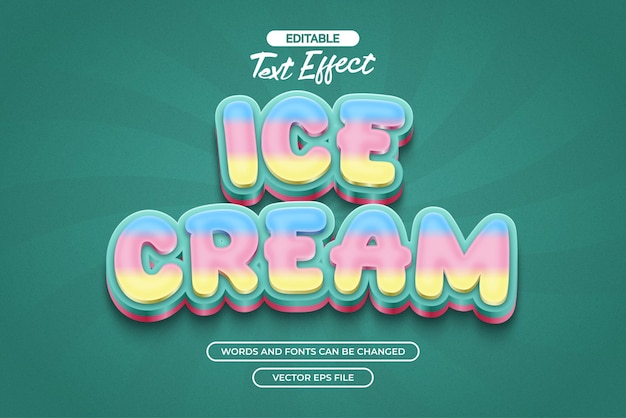 Vector ice cream text effect