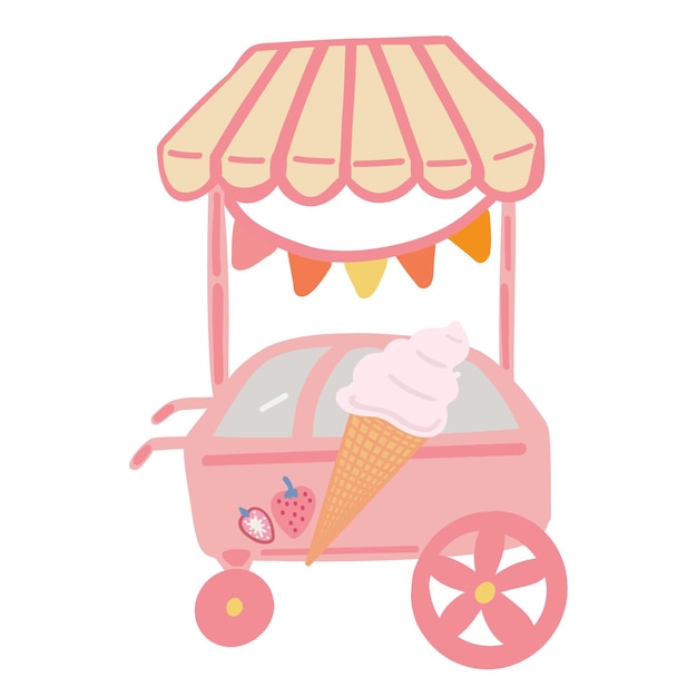 ice cream track shop flat design pink