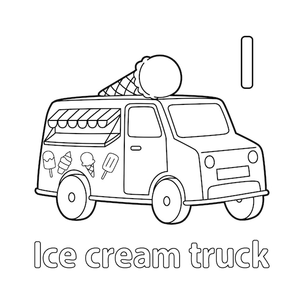 Ice cream truck alphabet abc coloring page i