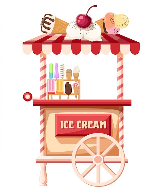 Camion dei gelati, portando una mano che sta prendendo un gelato illustrazione stilizzata pagina del sito web e app mobile.