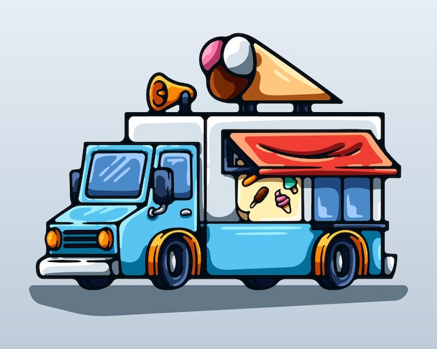 Vector ice cream truck cartoon concept