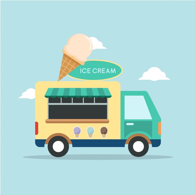 Vector ice cream truck illustration