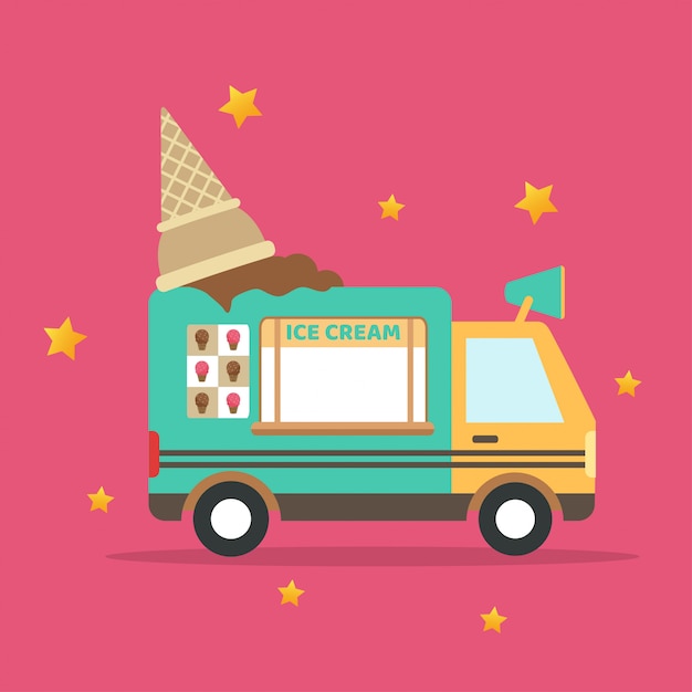 Vettore illustrazione del camion del gelato