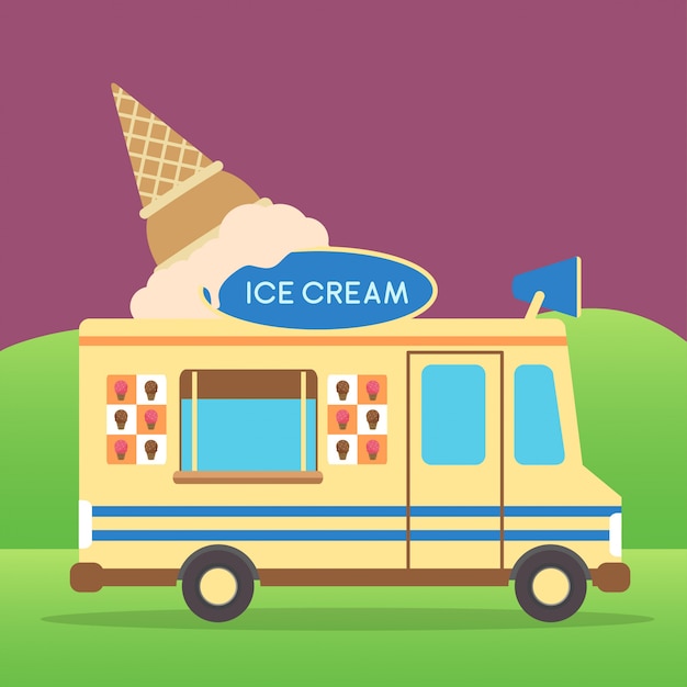 Vector ice cream truck illustration