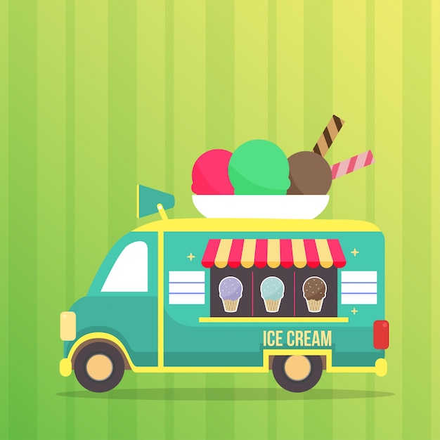 Vector ice cream truck illustration