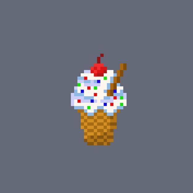 ice cream vanilla flavor in pixel art style