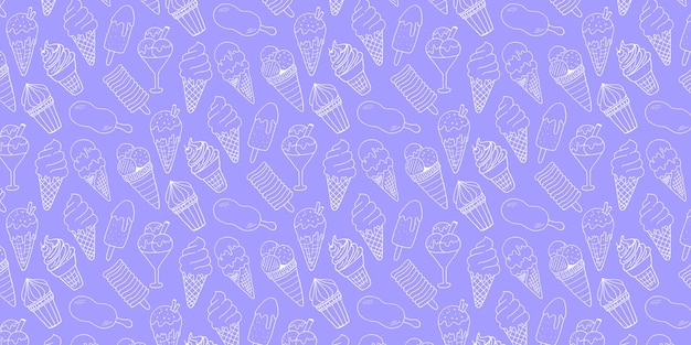 Ice cream vector hand drawn pattern