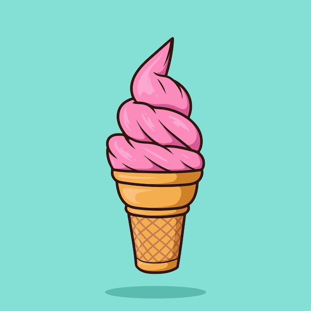 Vector ice cream waffle cartoon vector isolated