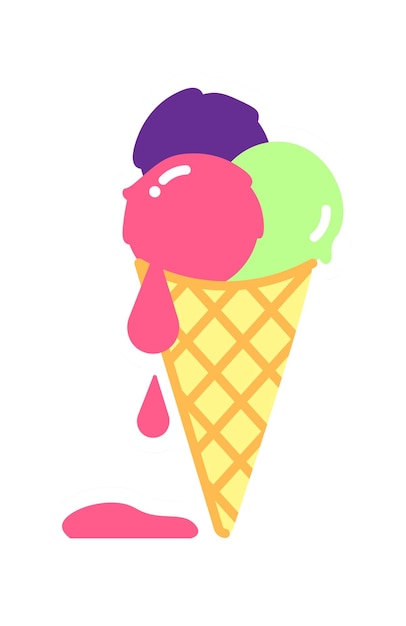 Ice cream in a waffle cone icon Vector illustration