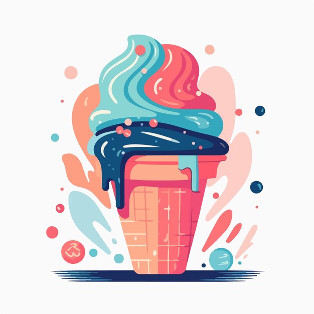 Ice cream in a waffle cone vector