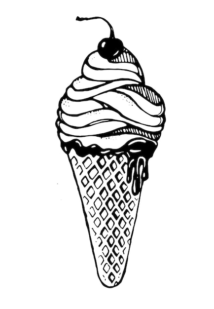 Ice cream in a waffle cone Vector