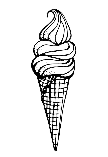 Мороженое в вафельном рожке Вектор
