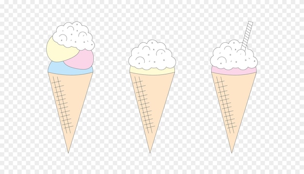 ワッフルと泡のアイスクリーム