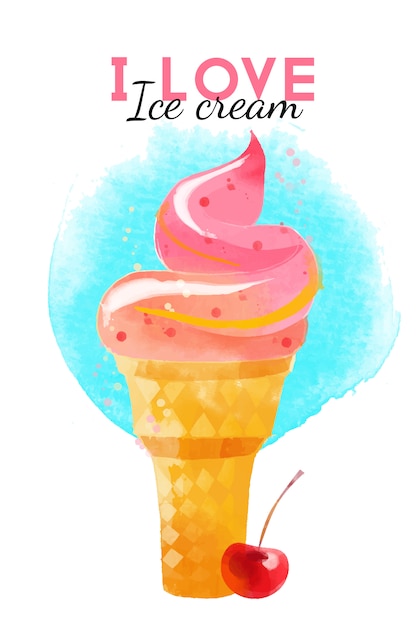 Ice Cream. Watercolor   illustration