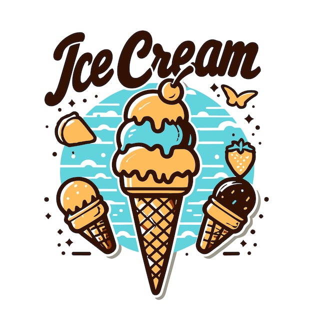 Ice cream watercolor set