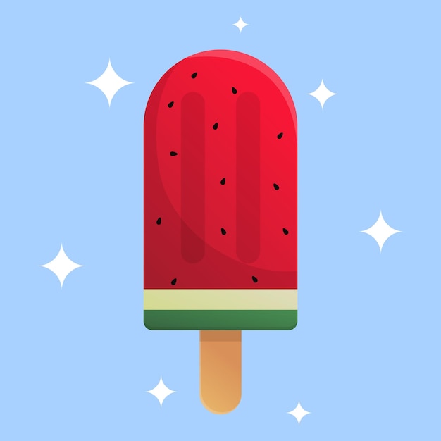 Ice cream watermelon vector art cartoon illustration