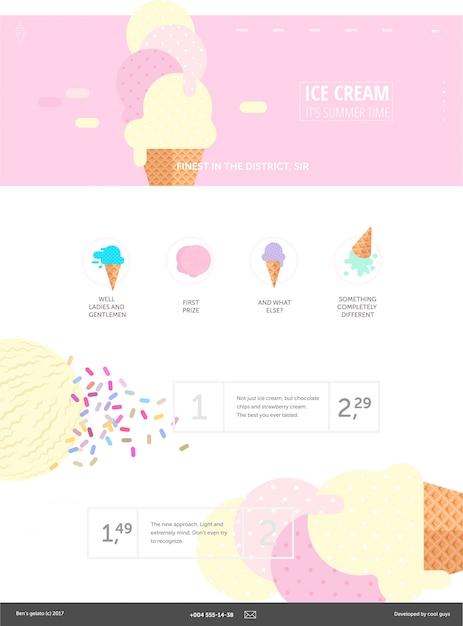 Ice cream website pink template