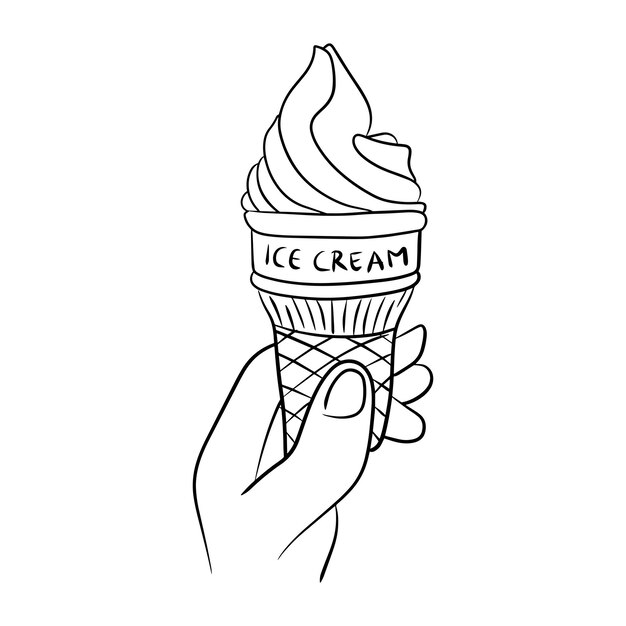 ice cream on white background line art