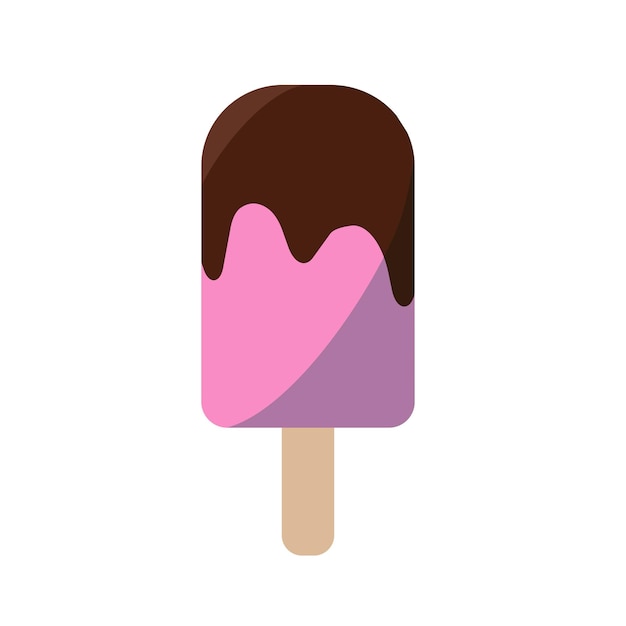 Ice cream with chocolate Vector flat design Summer dessert Popsicle