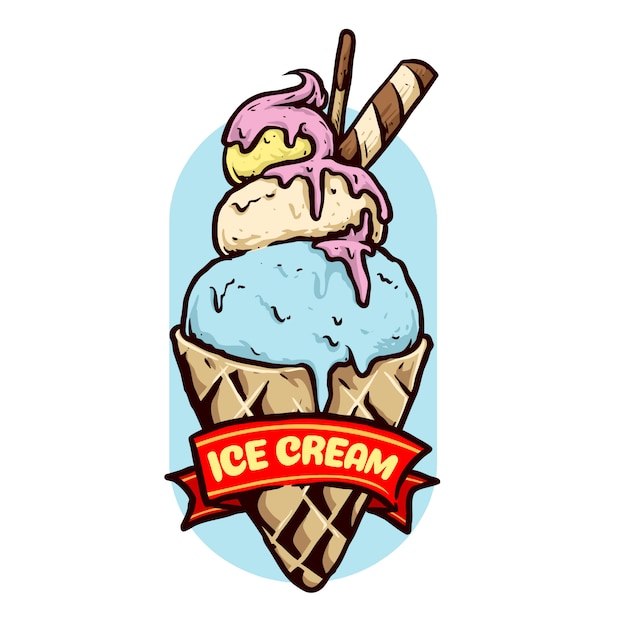 ice cream with funny color vector illustration