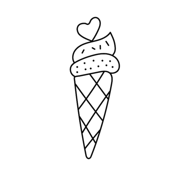 Vettore gelato con i cuori in stile doodle